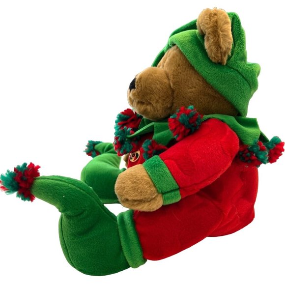 Dan Dee Stuffed Animal Plush Christmas Santa Red Green Elf Helper Brown Bear - Picture 7 of 12